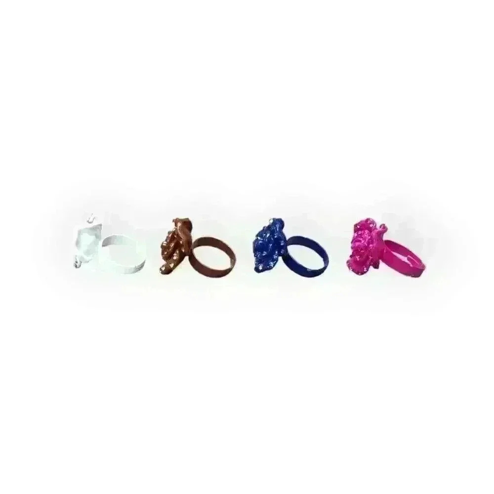 Flowers Enamel & Rhinestones Adjustable Rings Floral Fashion Jewelry (Lot of 4) - Picture 2 of 4